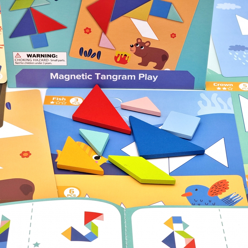 TOOKY TOY Puzzle Tangram Układanka dla Dzieci Nauka Kształtów Figury Kształty 18el. - obrazek 8