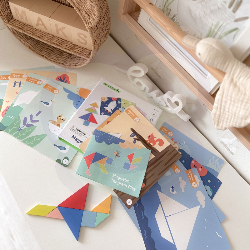 TOOKY TOY Puzzle Tangram Układanka dla Dzieci Nauka Kształtów Figury Kształty 18el. - obrazek 16