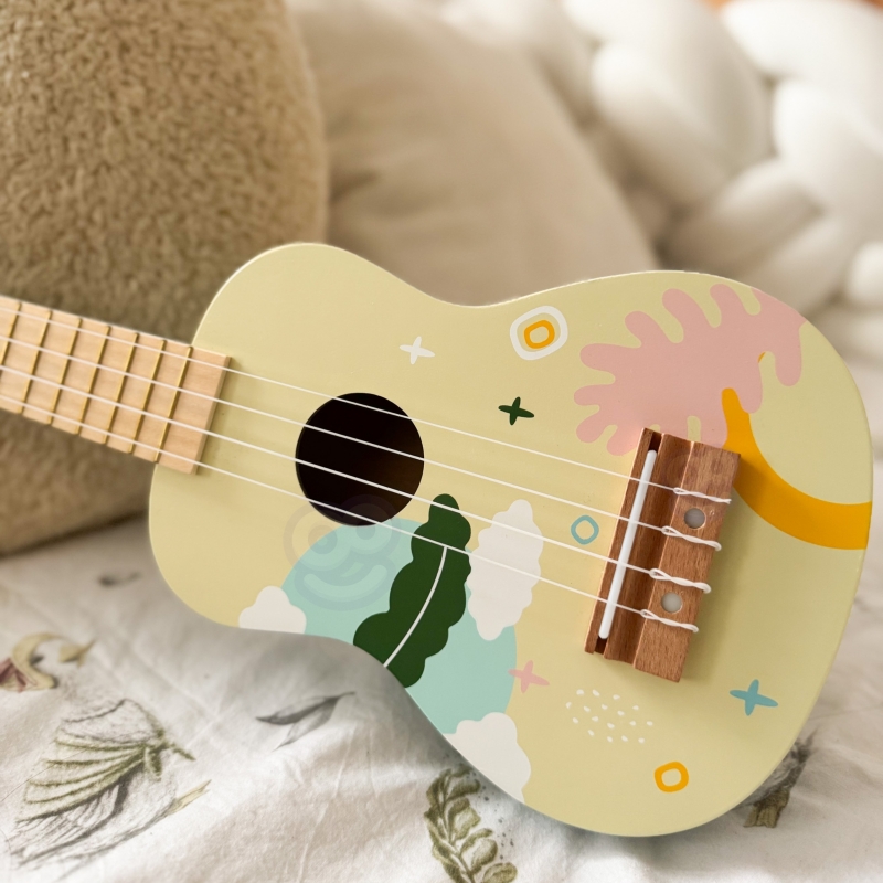 CLASSIC WORLD Drewniane Ukulele Gitara dla Dzieci Różowa - obrazek 3