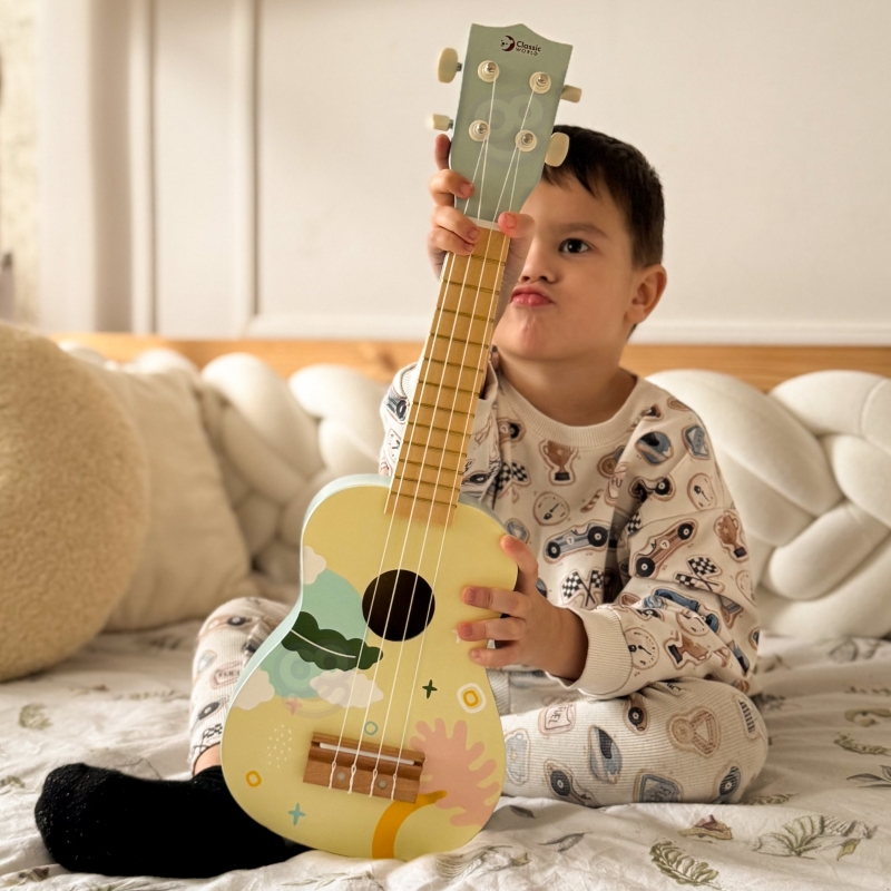CLASSIC WORLD Drewniane Ukulele Gitara dla Dzieci Różowa - obrazek 6