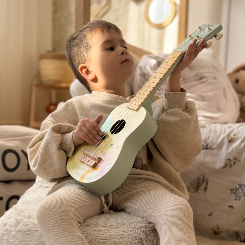 CLASSIC WORLD Drewniane Ukulele Gitara dla Dzieci Niebieskie - obrazek 4