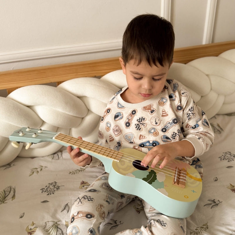 CLASSIC WORLD Drewniane Ukulele Gitara dla Dzieci Niebieskie - obrazek 5