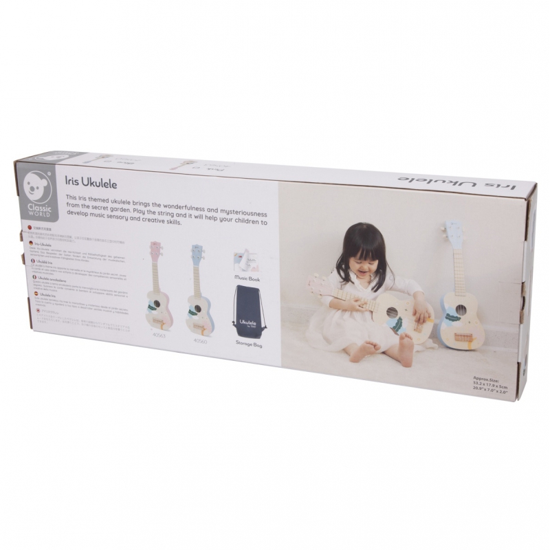 CLASSIC WORLD Drewniane Ukulele Gitara dla Dzieci Niebieskie - obrazek 13