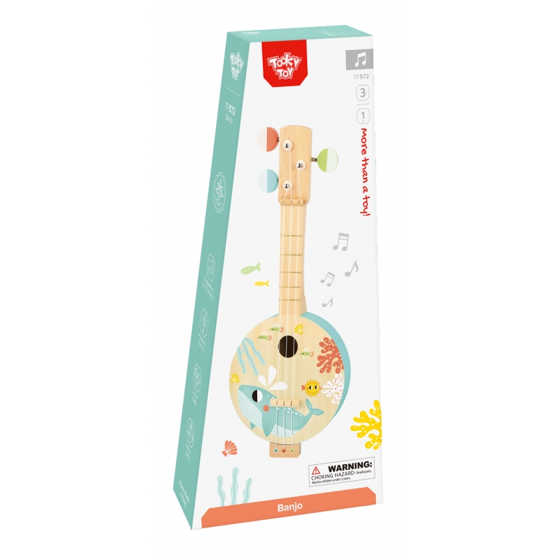 TOOKY TOY Drewniane Banjo Nauka Gry Dla Dzieci z Motywem Morza - obrazek 6
