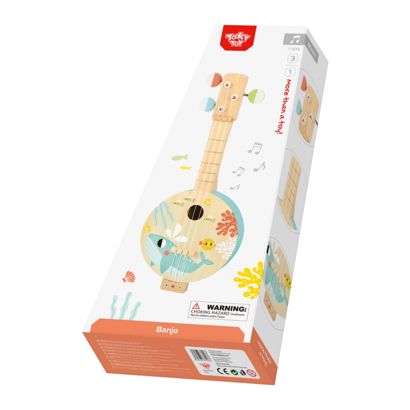 TOOKY TOY Drewniane Banjo Nauka Gry Dla Dzieci z Motywem Morza - obrazek 7