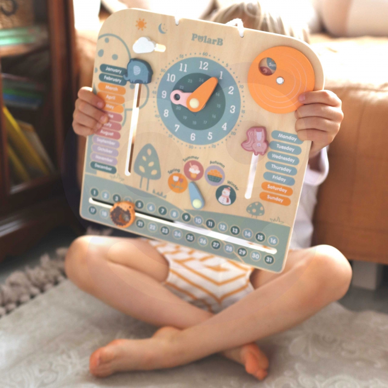 VIGA PolarB Drewniany Kalendarz i Zegar Montessori - obrazek 4