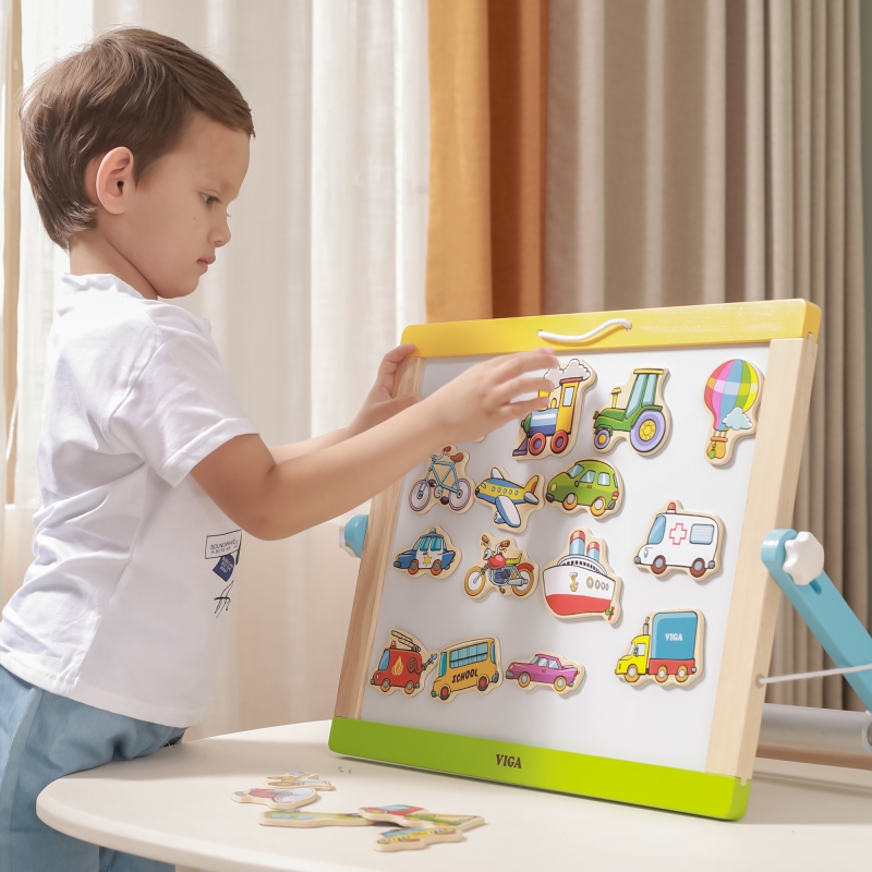 VIGA Drewniane magnesy pojazdy zestaw - obrazek 3