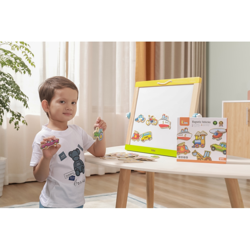 VIGA Drewniane magnesy pojazdy zestaw - obrazek 6