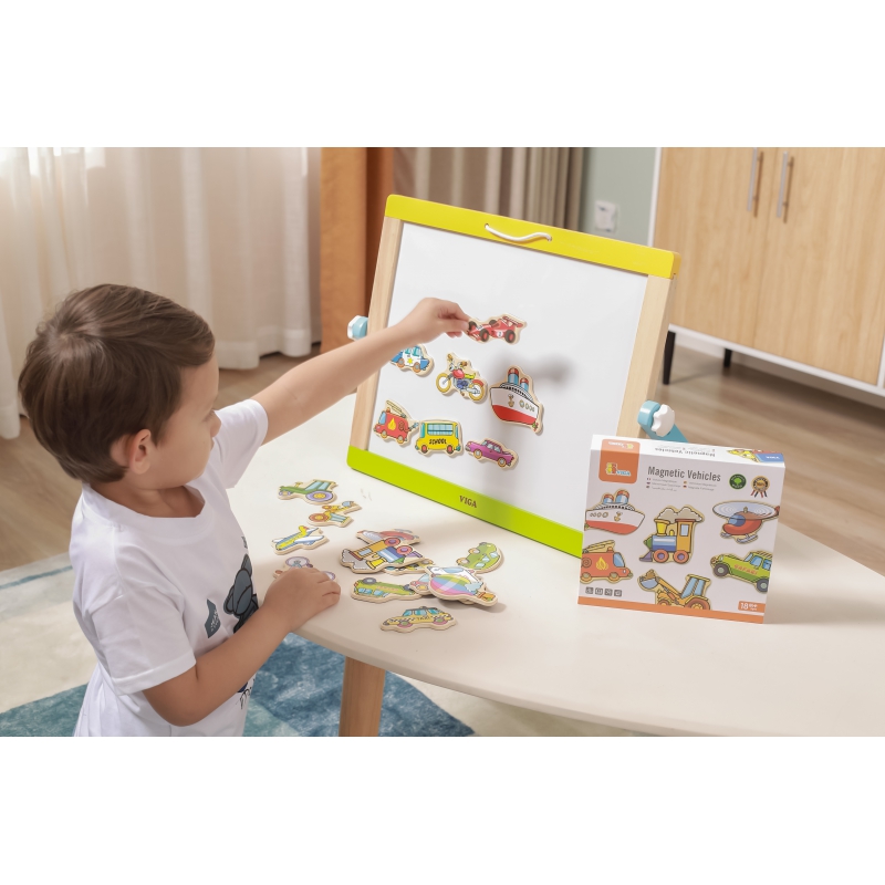 VIGA Drewniane magnesy pojazdy zestaw - obrazek 7