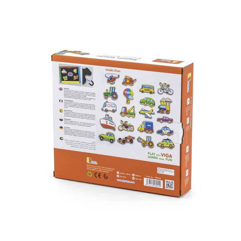 VIGA Drewniane magnesy pojazdy zestaw - obrazek 12