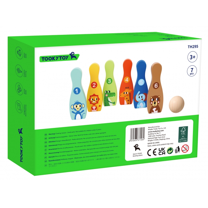 TOOKY TOY Drewniane Kręgle dla Dzieci 6 szt. + Piłka - obrazek 13