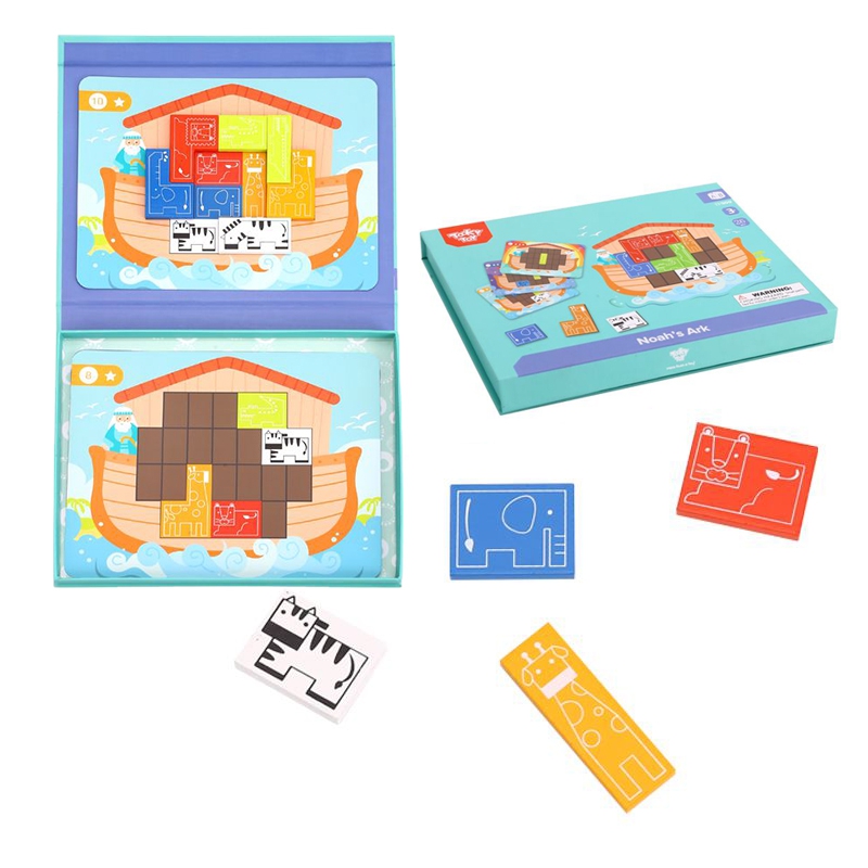 TOOKY TOY Układanka Magnetyczna Montessori Logiczna Puzzle Tetris Arka Noego 26 el. - obrazek 2