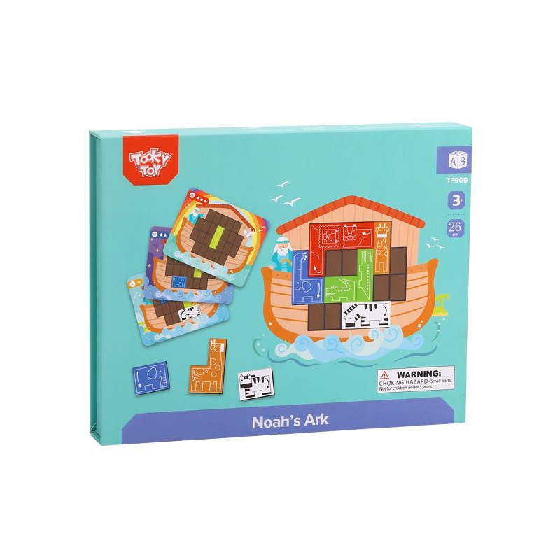 TOOKY TOY Układanka Magnetyczna Montessori Logiczna Puzzle Tetris Arka Noego 26 el. - obrazek 5