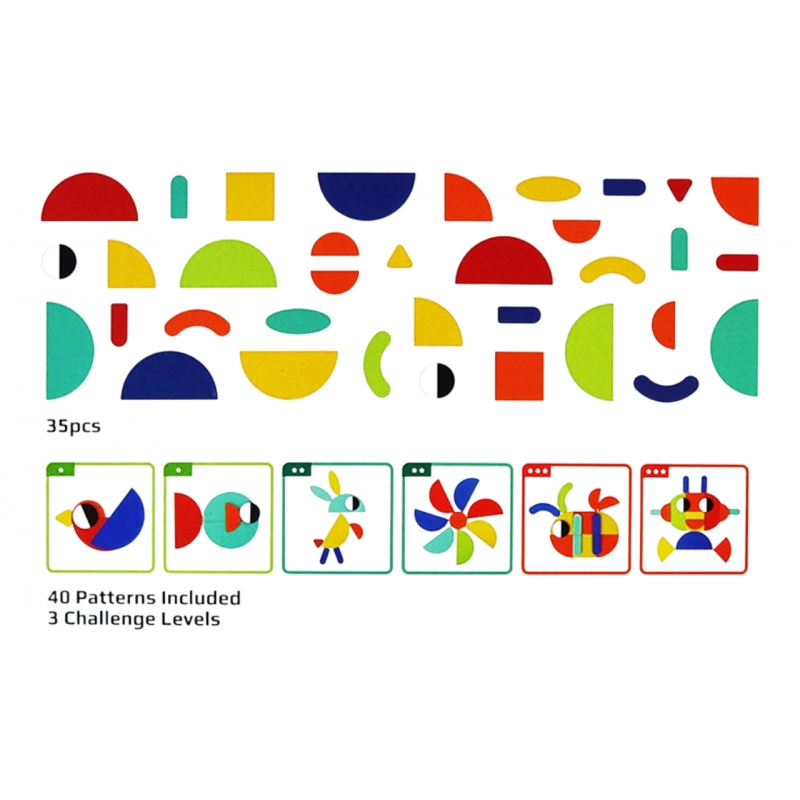WOOPIE GREEN Drewniana Układanka Montessori 40 Wzorów do Odtworzenia 55 el. Certyfikat FSC - obrazek 15
