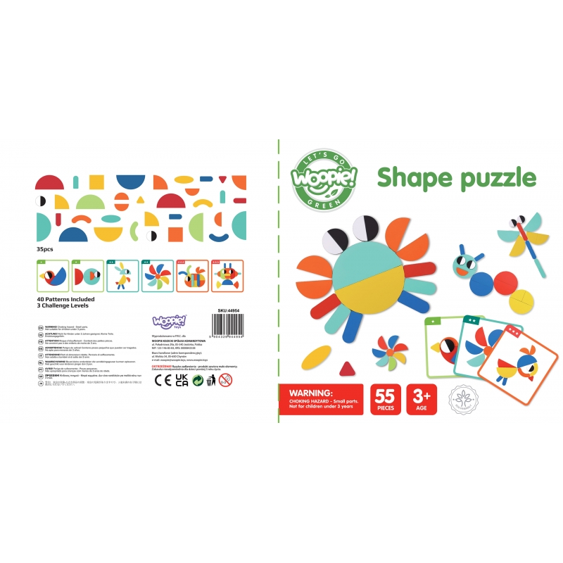 WOOPIE GREEN Drewniana Układanka Montessori 40 Wzorów do Odtworzenia 55 el. Certyfikat FSC - obrazek 16