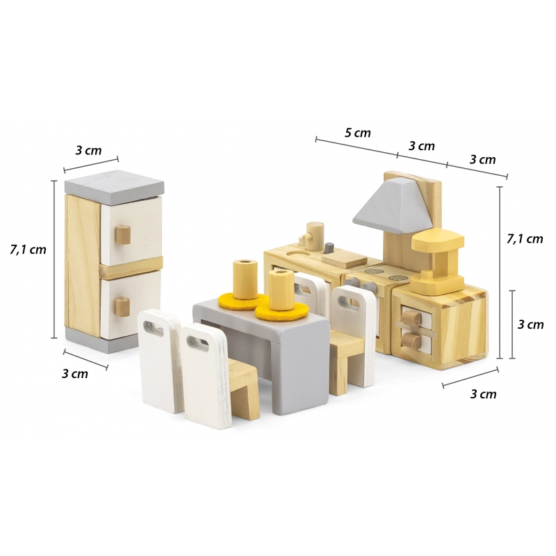 VIGA PolarB Zestaw Mebelków do Domku dla Lalek Kuchnia Jadalnia - obrazek 3