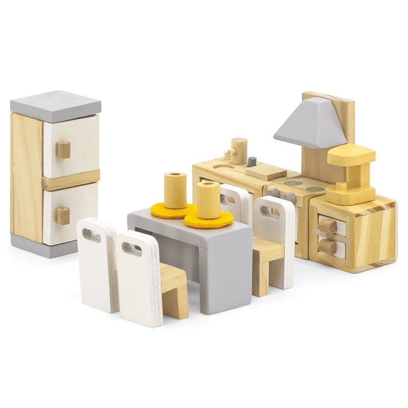 VIGA PolarB Zestaw Mebelków do Domku dla Lalek Kuchnia Jadalnia - obrazek 4