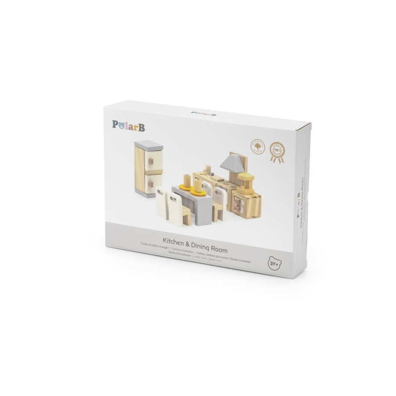 VIGA PolarB Zestaw Mebelków do Domku dla Lalek Kuchnia Jadalnia - obrazek 5