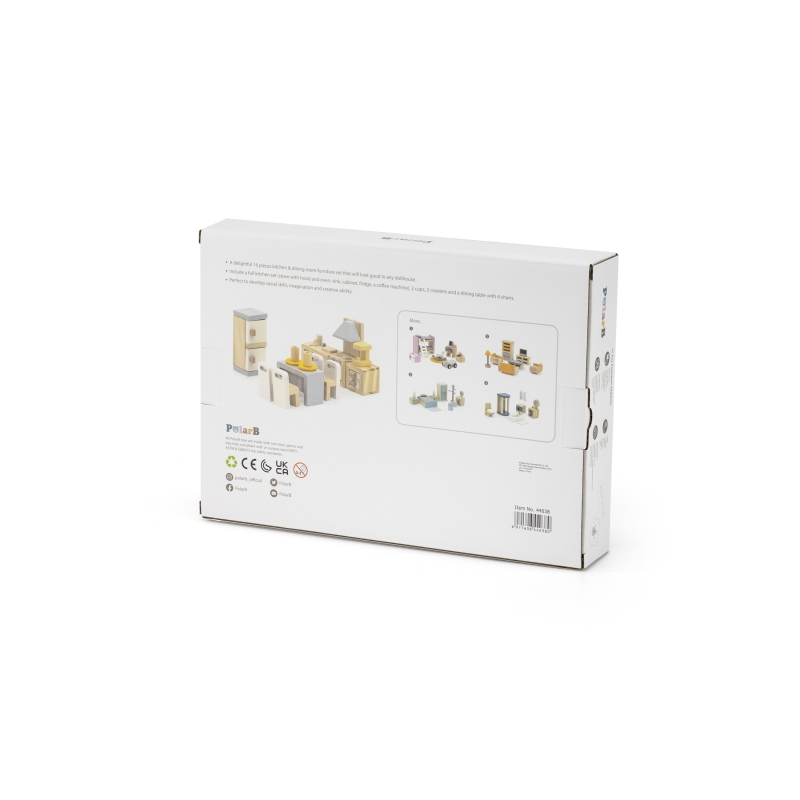 VIGA PolarB Zestaw Mebelków do Domku dla Lalek Kuchnia Jadalnia - obrazek 6
