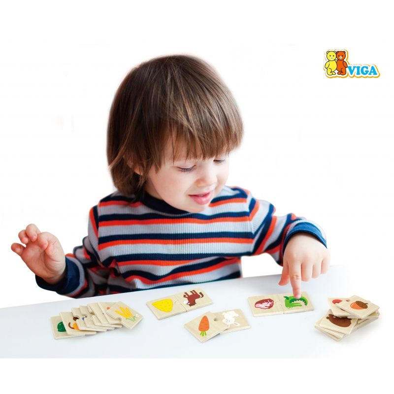 VIGA Drewniane Puzzle Nakarm Zwierzątko Co jedzą Zwierzęta Układanka - obrazek 6