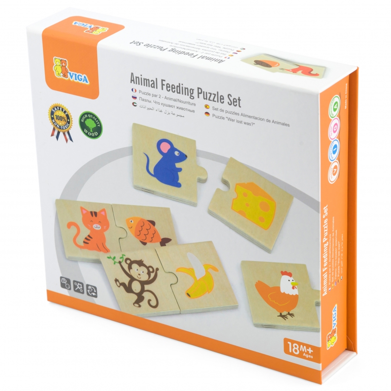 VIGA Drewniane Puzzle Nakarm Zwierzątko Co jedzą Zwierzęta Układanka - obrazek 7