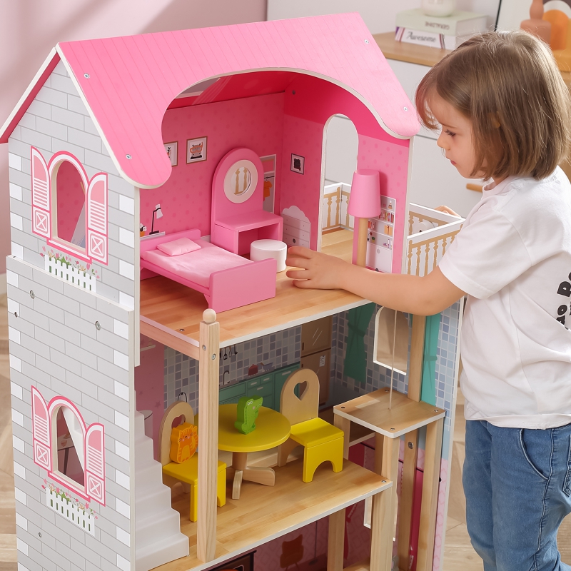 VIGA Duży Drewniany Domek dla Lalek - obrazek 7