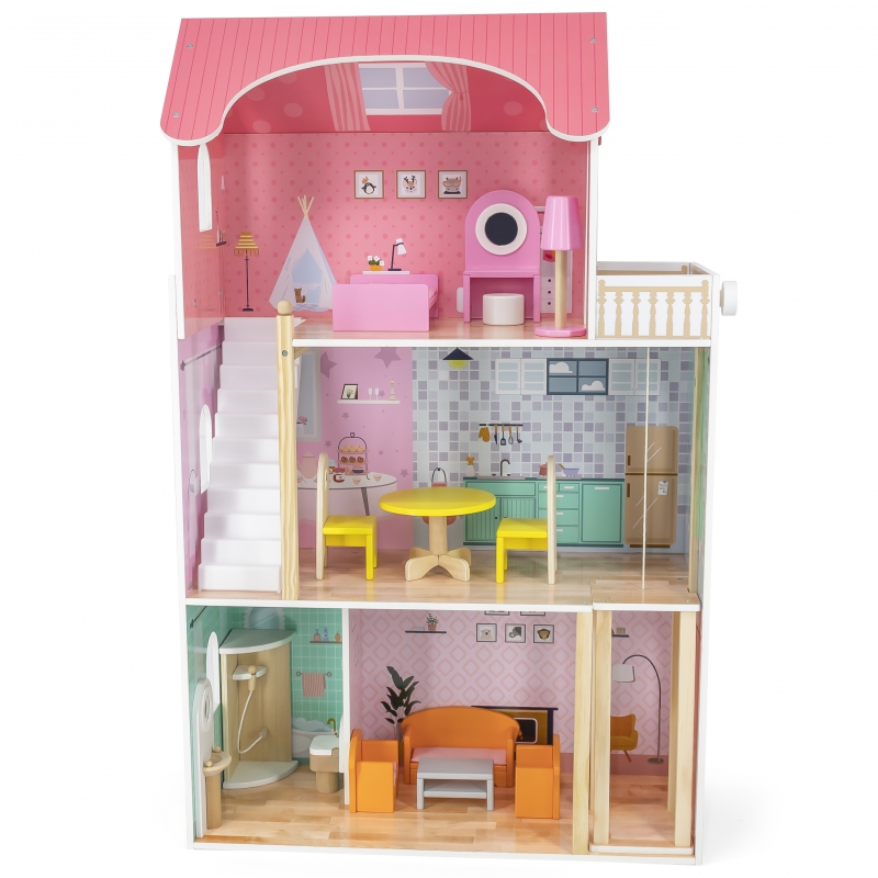 VIGA Duży Drewniany Domek dla Lalek - obrazek 12