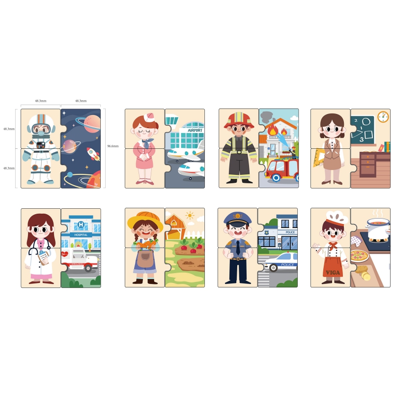 VIGA Drewniane Puzzle Układanka Dopasowanie Zawodów - obrazek 5