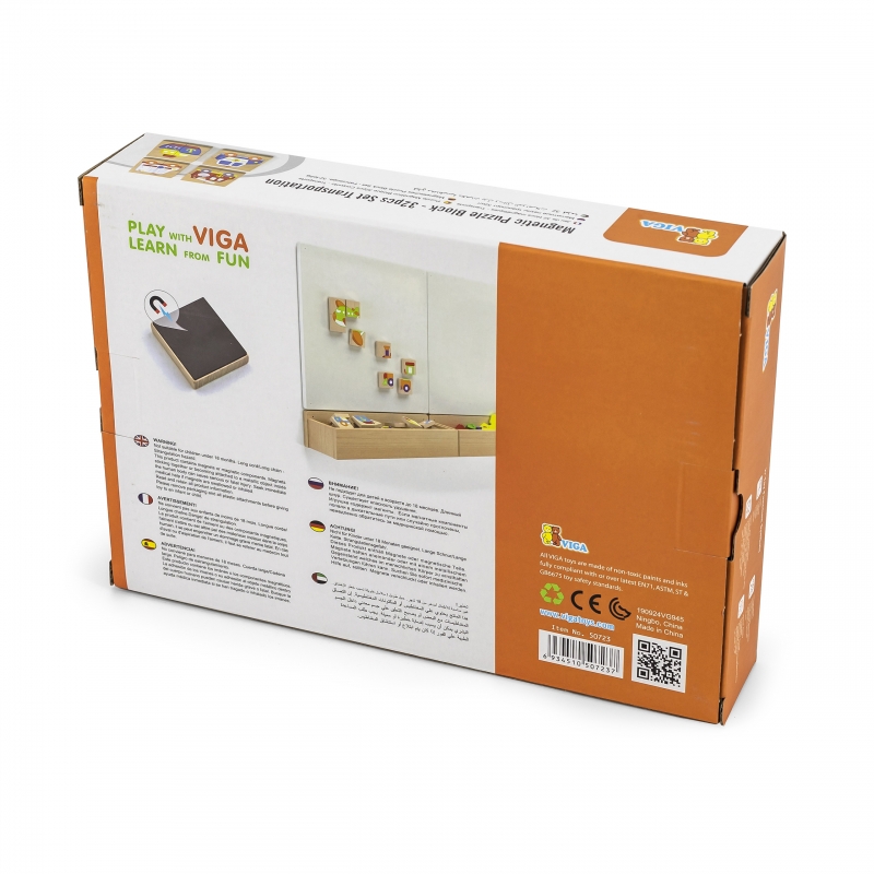 Viga Układanka drewniana puzzle magnetyczne - pojazdy Certyfikat FSC - obrazek 4