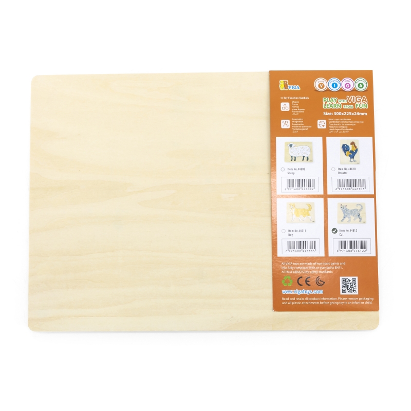VIGA Drewniane Puzzle Montessori Kot z Pinezkami - obrazek 3
