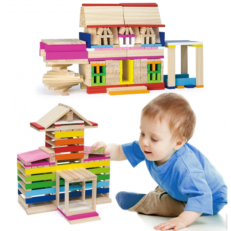 VIGA Drewniane Klocki konstrukcyjne Budynki - obrazek 2