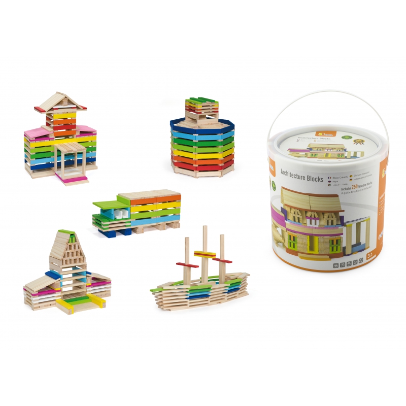 VIGA Drewniane Klocki konstrukcyjne Budynki - obrazek 5