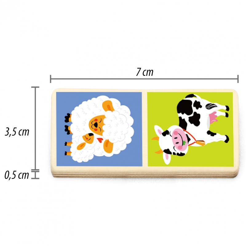 VIGA Edukacyjne Klocki Domino Drewniane gra Farma 28 elementów Montessori - obrazek 5