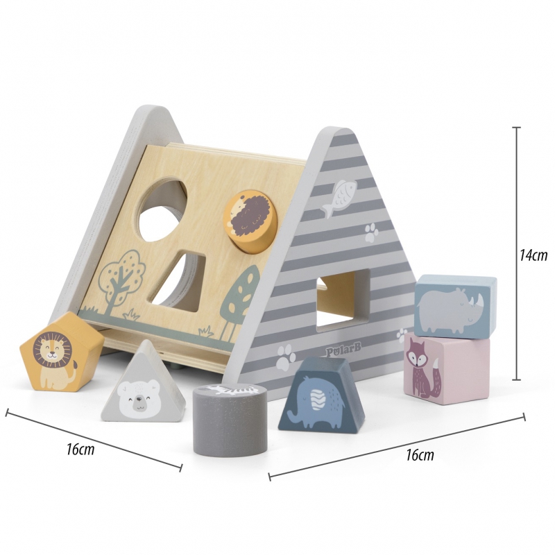 VIGA PolarB Drewniany sorter z klockami piramida Układanka - obrazek 6