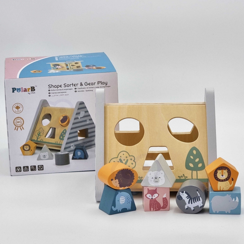 VIGA PolarB Drewniany sorter z klockami piramida Układanka - obrazek 8