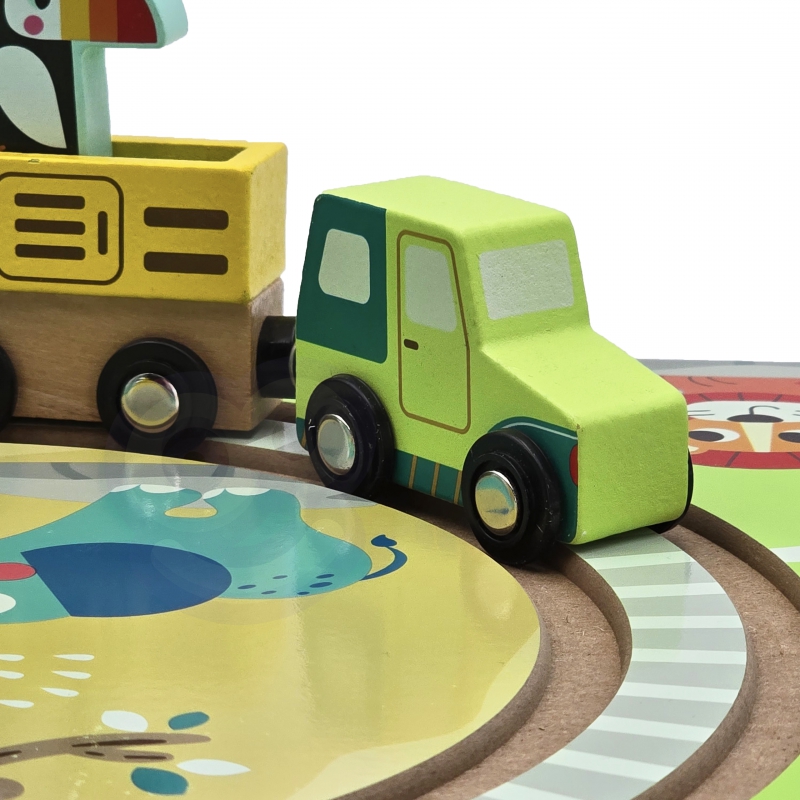 TOOKY TOY DREWNIANY POCIĄG KOLEJKA ZOO CIUCHCIA NA MAGNES TOR W WALIZCE - obrazek 10