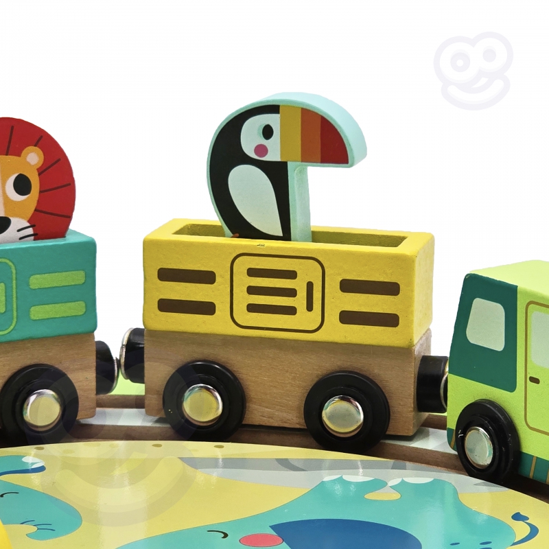 TOOKY TOY DREWNIANY POCIĄG KOLEJKA ZOO CIUCHCIA NA MAGNES TOR W WALIZCE - obrazek 11