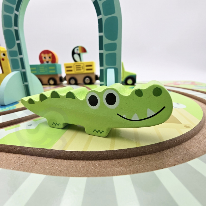 TOOKY TOY DREWNIANY POCIĄG KOLEJKA ZOO CIUCHCIA NA MAGNES TOR W WALIZCE - obrazek 12