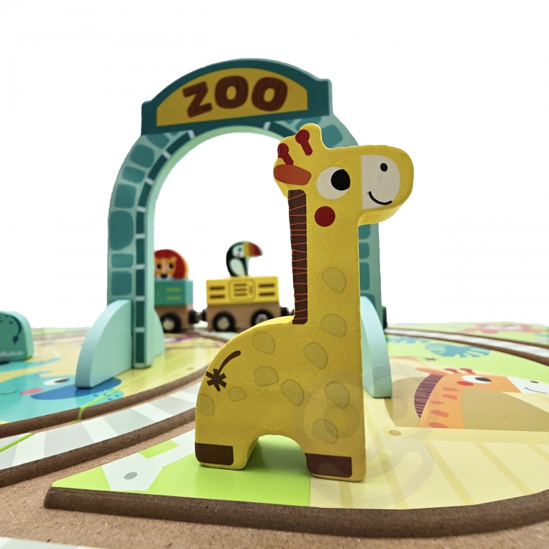 TOOKY TOY DREWNIANY POCIĄG KOLEJKA ZOO CIUCHCIA NA MAGNES TOR W WALIZCE - obrazek 13