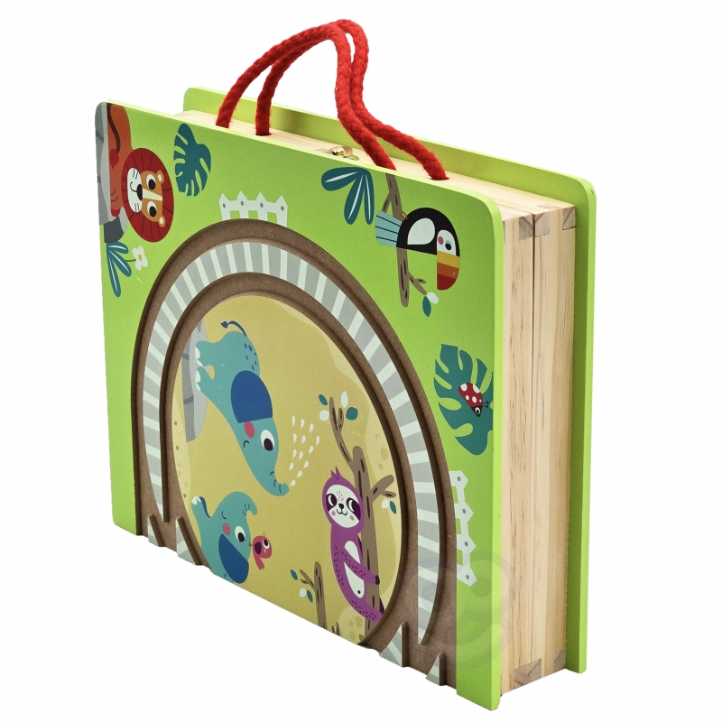 TOOKY TOY DREWNIANY POCIĄG KOLEJKA ZOO CIUCHCIA NA MAGNES TOR W WALIZCE - obrazek 15