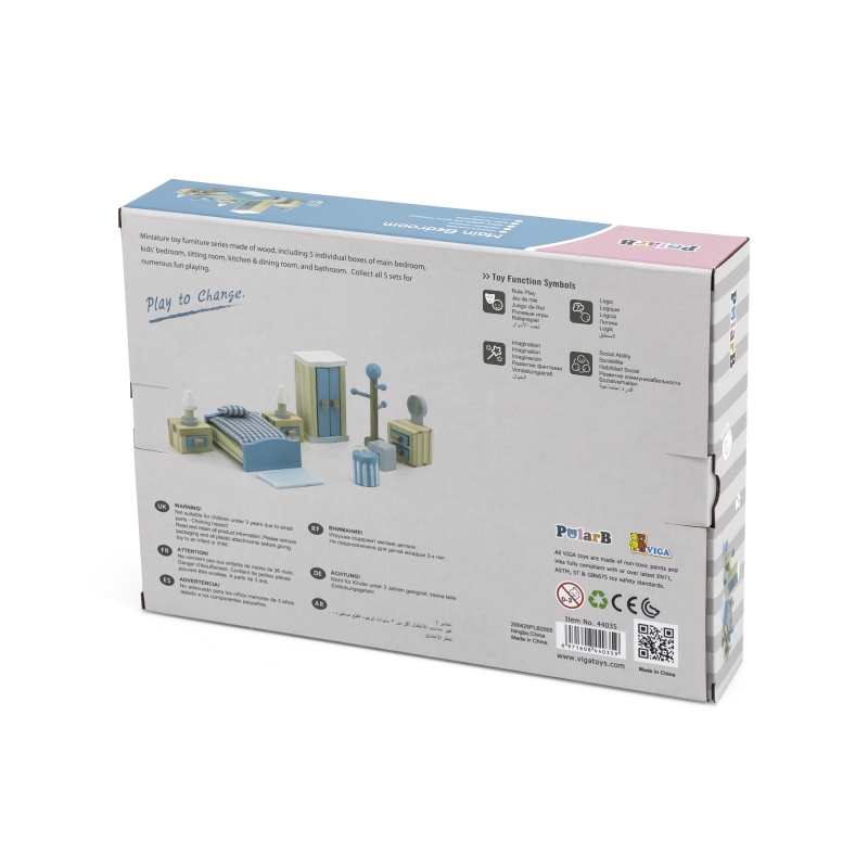 VIGA PolarB Zestaw Mebelków do Domku dla Lalek Sypialnia - obrazek 7
