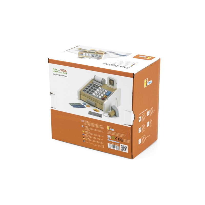 VIGA Drewniana Kasa sklepowa szaro biała - obrazek 6