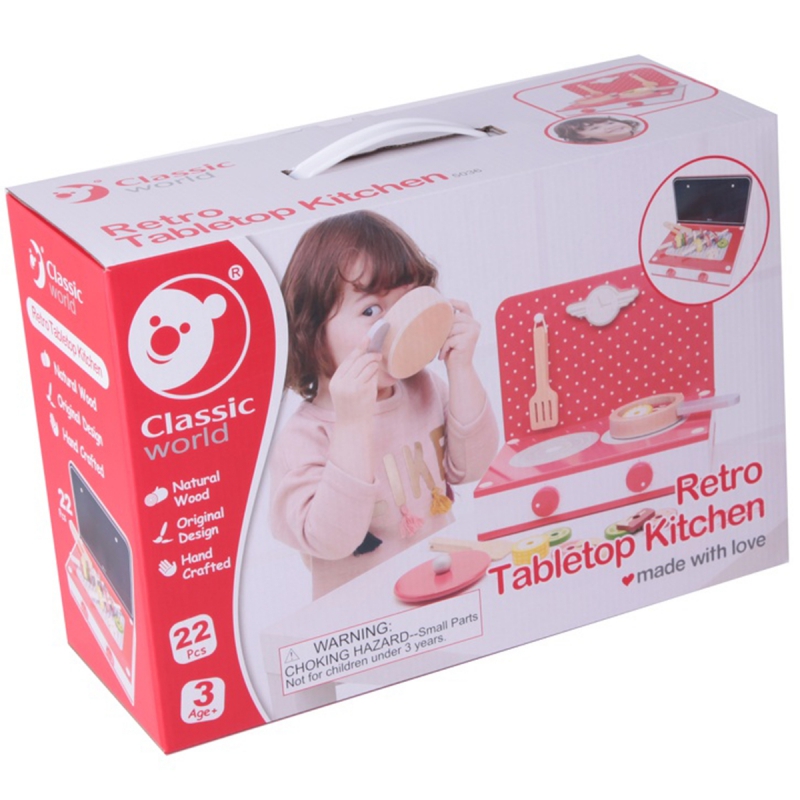 CLASSIC WORLD Drewniana Kuchnia 2w1 Grill + Kuchenka dla Dzieci 22el. - obrazek 5