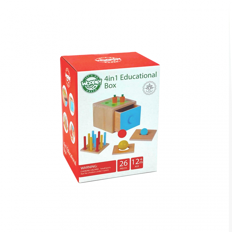 WOOPIE GREEN Drewniana Szuflada Edukacyjna 4w1 Sorter Montessori Gra w Marchewki FSC - obrazek 13
