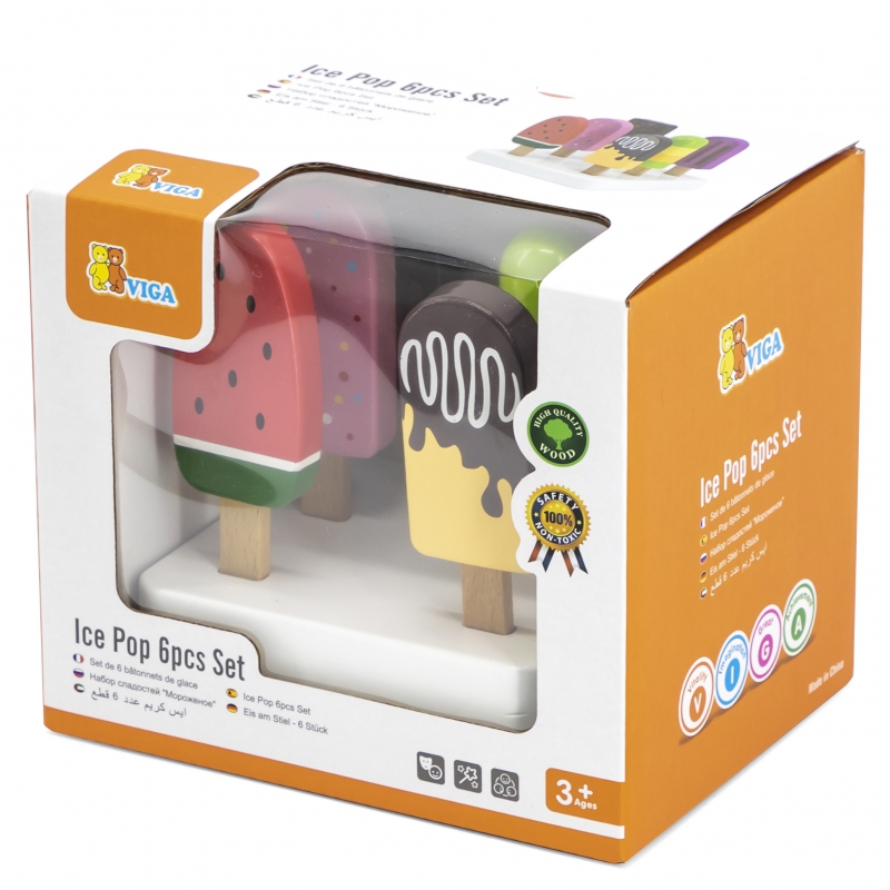 VIGA Zestaw Drewnianych Lodów na Patyku ze Stojakiem 6 szt. - obrazek 6