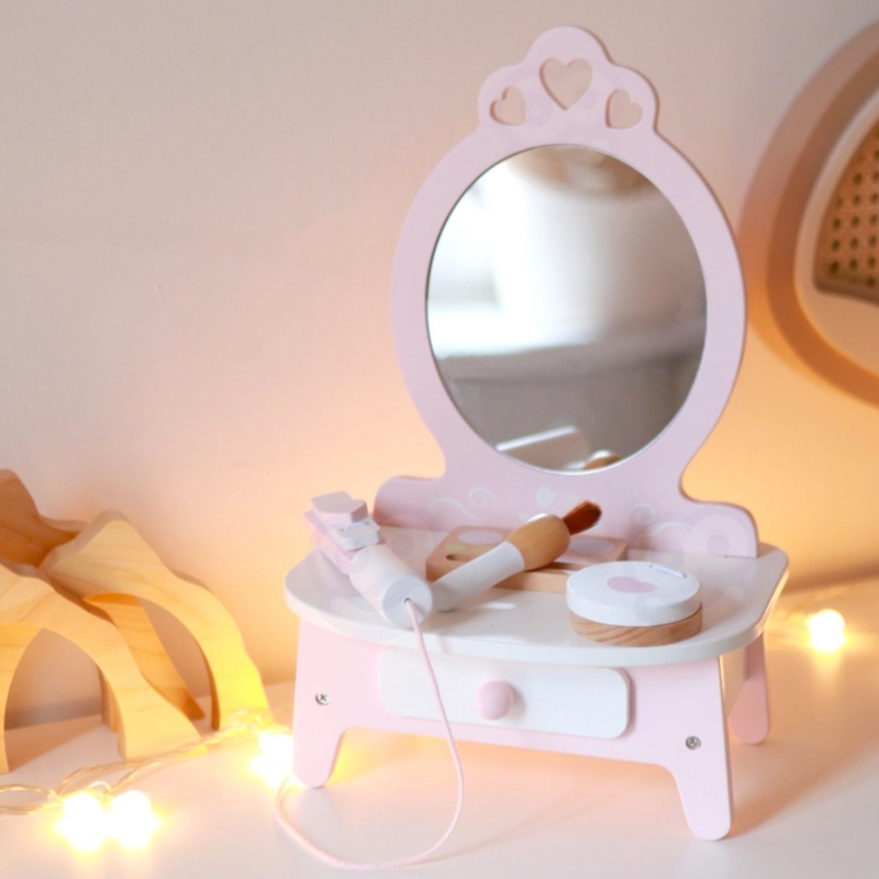 CLASSIC WORLD Drewniana Toaletka dla Dziewczynki z Lustrem + Prostownica 11 akc - obrazek 4