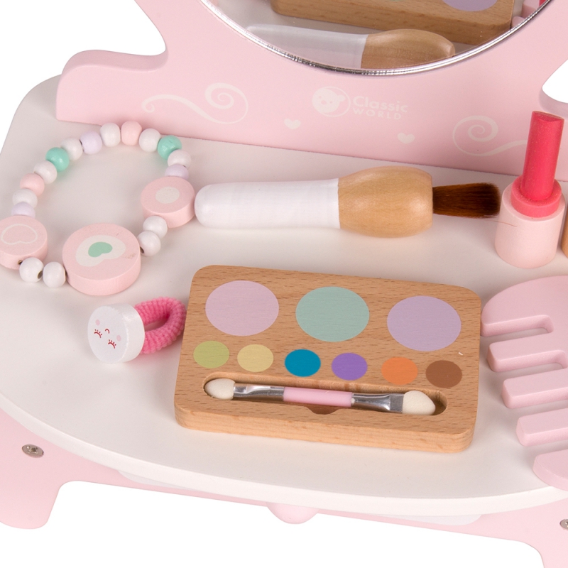 CLASSIC WORLD Drewniana Toaletka dla Dziewczynki z Lustrem + Prostownica 11 akc - obrazek 7
