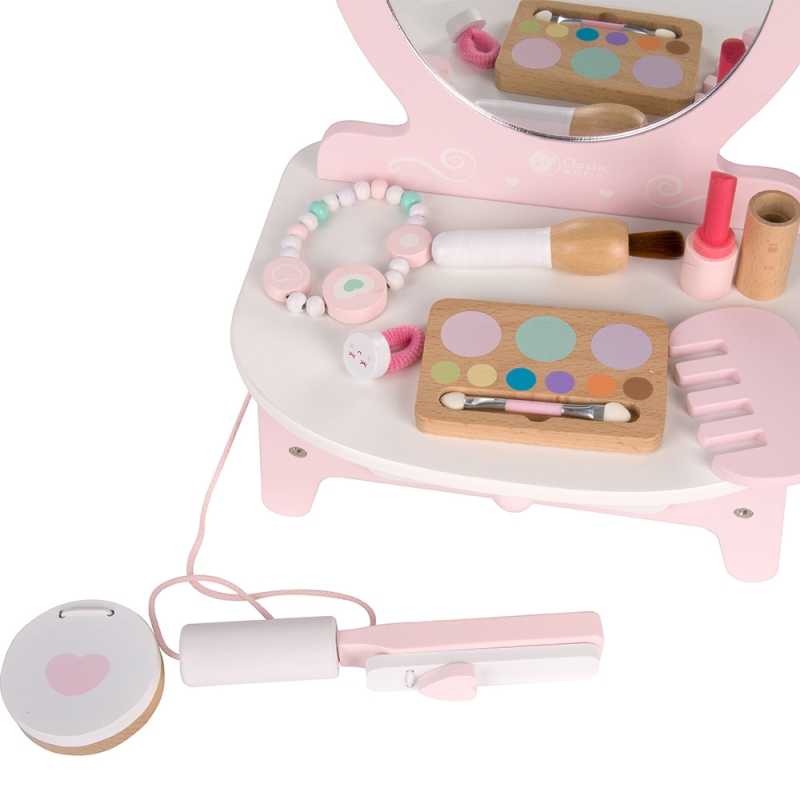 CLASSIC WORLD Drewniana Toaletka dla Dziewczynki z Lustrem + Prostownica 11 akc - obrazek 8