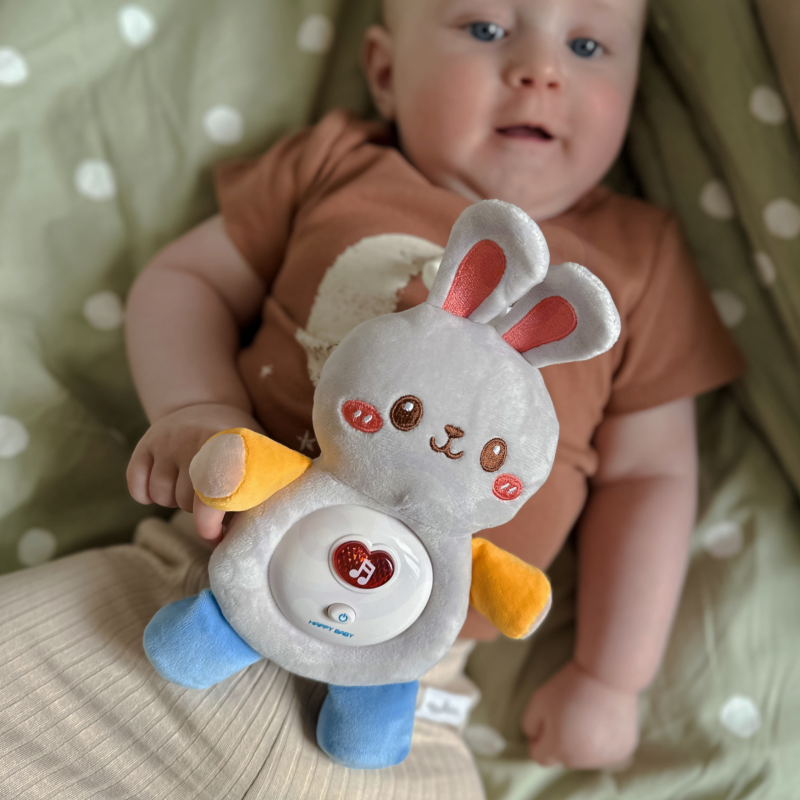 WOOPIE BABY Interaktywny Pluszak Przytulanka dla Niemowląt Światło Dźwięk Króliczek Usypiacz Różowy - obrazek 3