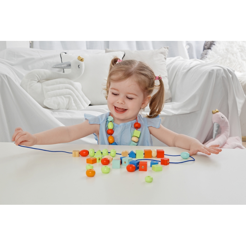 CLASSIC WORLD Drewniane Koraliki Do Nawlekania 96 elementów - obrazek 4